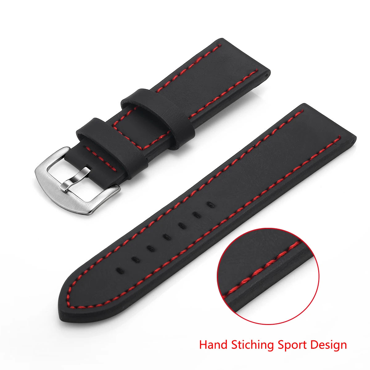SAMCO Watch Band Strap Sport Vintage Leather Watchband Stainless Steel Buckle Watch Accessories 18mm 20mm 22mm 24mm