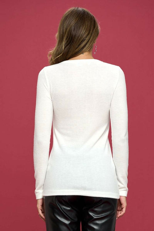 Brushed Knit Round Neck Long Sleeve Top