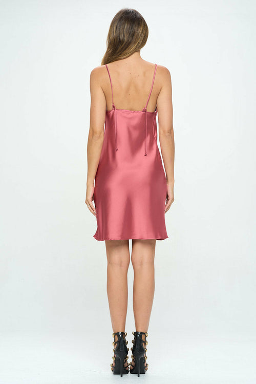 Solid Heavy Bias Cut Satin Slip Dress